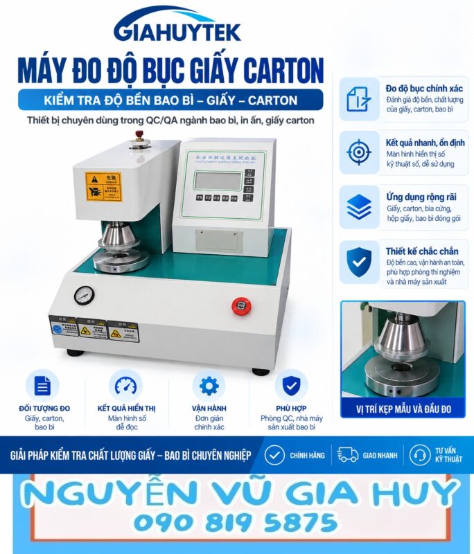 Máy đo độ bục giấy carton – ảnh minh họa hướng dẫn QC-116