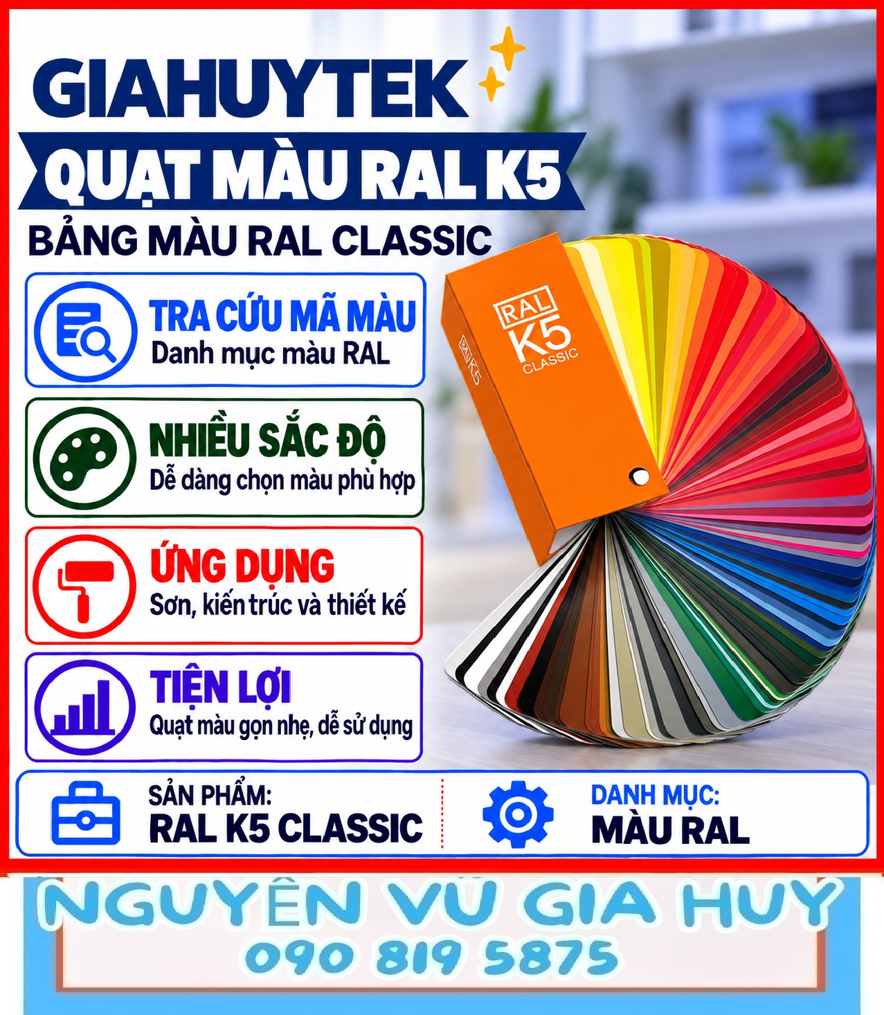 Quạt màu RAL K5 Classic dùng để tra cứu mã màu trong ngành sơn